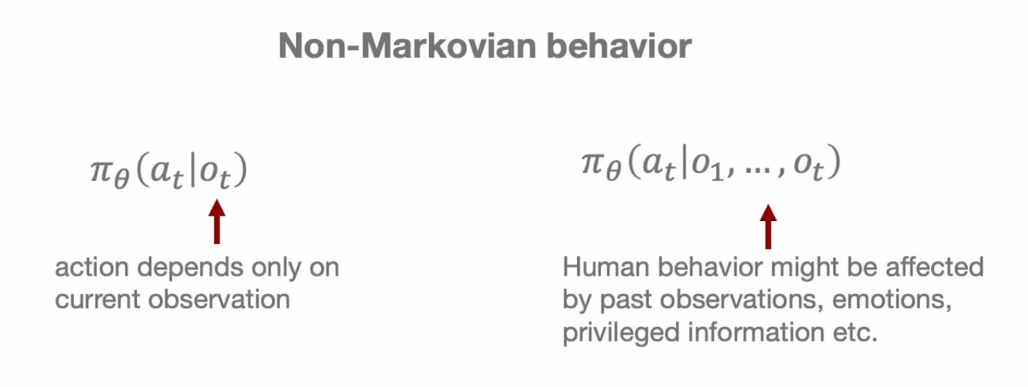 Non-Markovian expert behavior