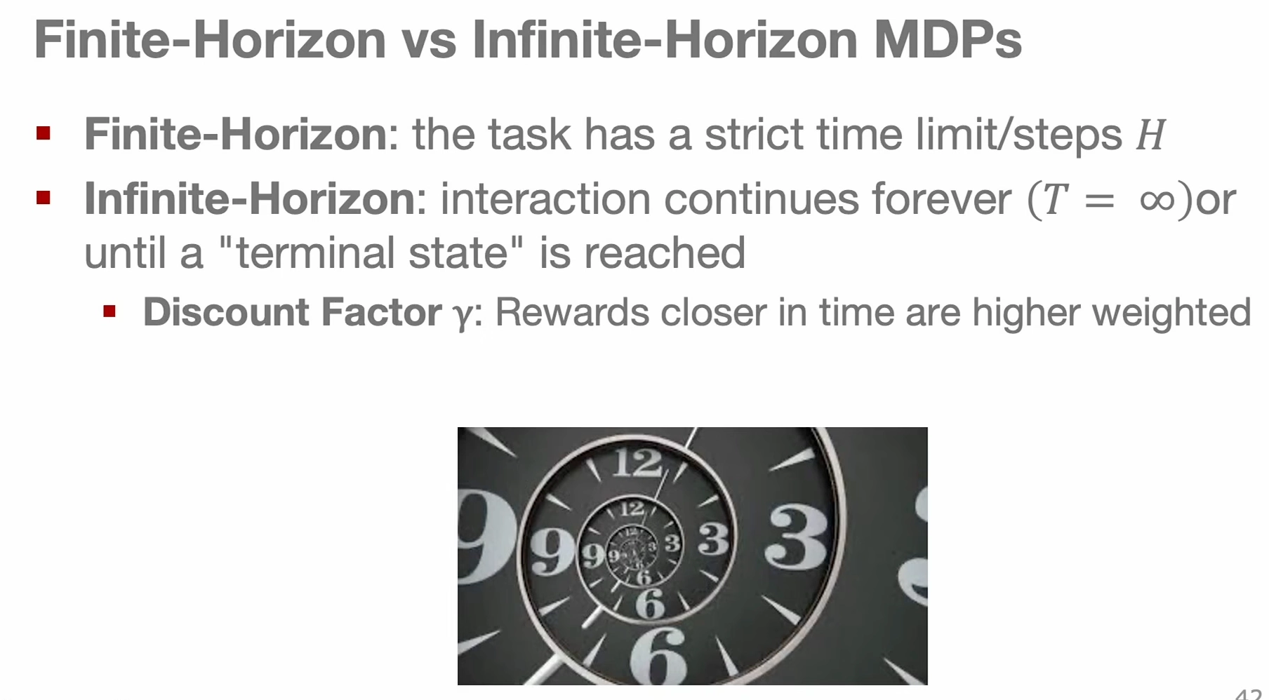 Finite and infinite MDP horizons with discounting